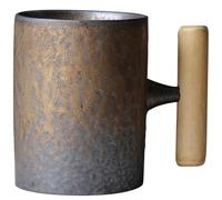 NIDONE Vintage Mugs Japanese Coffee Mug, 310Ml Vintage Japanese Ceramic Mug, Rust Glaze Heat-Resistant Ceramic Coffee Mug with Wood Handle for Home Office Style 1