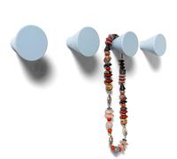 nidoshu Blue Coat Hooks Wall Mounted - Set of 4 - Rounded Edges, Secure for Children - Fresh & Relaxed to Inspire Calm in Kids’ Rooms or Coastal-Style Bathrooms
