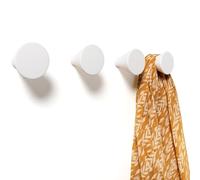 nidoshu Warm White Coat Hooks Wall Mounted - Set of 4 - Soft Touch, Hidden Screws - Minimalist & Welcoming to Bring Calm and Order in Hallways or Bedrooms