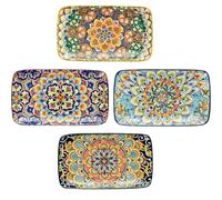 Nidoul Dinner Plates 8.5 in Small Dinner Set,Porcelain Rectangle Serving Plates Set of 4,Serving Platter,Sushi Sandwich Trays Dishwasher and Microwave Safe