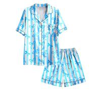 Nidoul Girls Pyjamas Satin Pyjamas Set Silk Pjs Short Sleeve Button Down Summer Bow Sleepwear for Big Kids 7-14Y