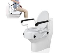 NIdreamCE Raised Toilet Seat for Seniors with Flip-up Handles, 5.9" Adjustable Toilet Seat Riser Elevated Medical Supplies & Equipment for Handicap, Elderly, Hip Replacement After Surgery