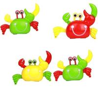 NIEBYI 4pcs Wind-up Crab Toys for Boy Girl Clockwork Crabs Red Green Yellow Safe and Easy to Grasp for Coordination and Imaginative Play