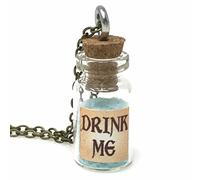 NIEBYI Alice in Wonderland Fairy Glow in The Dark Kawaii Necklace-Drink me handmade label sticker