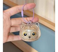 NIEBYI Cartoon Cat Hair Storage Keychain Transparent Pendant Random Color Keyring Hair Collection Box for Unisex Gift Bag Key Chain (Yellow eyeball)