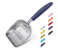 NIEBYI Cat Litter Scoop, Aluminum Alloy Sifter, Kitty Metal Scooper, Deep Shovel, Long Handle, Poop Sifting, Kitten Pooper Lifter, Durable, Heavy Duty, for Litter Box