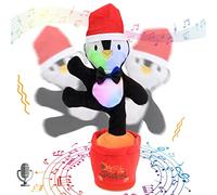 NIEBYI Glowing Dancing Christmas Penguin Toy Repeats What You Say Mimicking Light Up Interactive Animated Plush Xmas for Kids, 13''