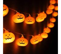 NIEBYI Halloween Decorations Pumpkin String Lights - 20 LED 10 FT 3D Cute Waterproof Orange Jack-O-Lantern Battery Operated Lights, 2 Modes Steady/Flickering Light for Indoor Outdoor Party Decor