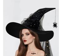 NIEBYI Halloween Witch Hat for Women - Witches Hat Women's Costume Accessory, Gothic and Vintage Style