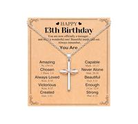NIEBYI Happy 10th/11th/12th/13th/14th/15th/16th/17th/18th/21st Birthday Gifts for Girls Her, Cross Necklace Birthday Gift Ideas