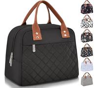 NIEBYI Insulated Lunch Bag for Women Adult Work Ladies Men Cool Bag Lunch Box Container Tote Bags for School Picnic or Travel(Black)