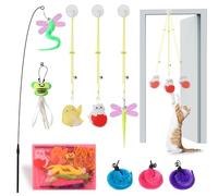 NIEBYI Interactive Cat Feather Toys 8Pcs,Interactive Wand,Cat Teaser Retractable,Indoor cat Hanging Interactive Toy Suitable for Bored Adult Cats and Kittens Play Chase Exercise