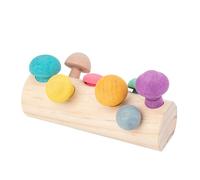 NIEBYI Montessori Wooden Mushroom Picking Toy - Educational Shape Sorting & Size Matching Game, Natural Sensory Toys for Babies with Safe Wooden Base