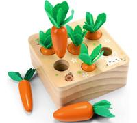 NIEBYI Montessoritoys for 1 Year Old, Wooden Toys Developmental Shape Sorting & Matching Puzzle Carrots Harvest Game, Birthday Gifts for Toddlers Babies Boys and Girls 6-12 Months Christmas