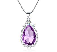 NIEBYI Sofia Necklace Amulet Teardrop Amethyst Pendant Necklace Sofia Princess Costumes Jewelry for Little Girls