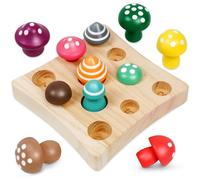 NIEBYI Toddler Toys, Wooden Sensory Early Educatioanl Learning Fine Motor & Shape Sorter Toy,Matching Games with Mushroom Puzzle,Fun Easter Basket Stuffers Birthday Gift for Boys Girls