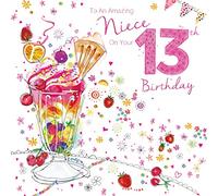 Niece 13 Years Old Birthday Card Fun Design with Bright Foil Finish and Envelope (AM013)