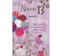 NIECE 13TH BIRTHDAY CARD. MODERN DESIGN 9 X 6 INCHES