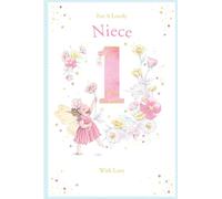 Niece 1st Birthday Card Age 1 Daisy Fairy 9" x 6" Lovely Verse