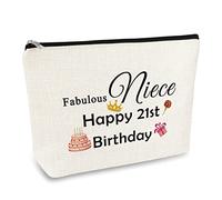 Niece 21st Birthday Gifts for Her Makeup Bag Niece Gift from Aunt Uncle Niece Cosmetic Bag for 21st Birthday Girls 21 Years Old Christmas Birthday Gifts for Niece Gift Travel Toiletry Bag Makeup Pouch