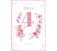 Niece 4th Birthday Card Age 4 Poppy Fairy 9" x 6" Lovely Verse
