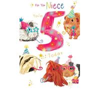 Niece 5th Birthday Card Age 5 Guinea Pigs 9" x 6" Lovely Verse