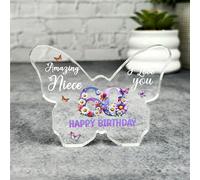 Niece 60th Happy Birthday Present Floral Butterfly Plaque Keepsake Gift - Small Gifts For Him For Her, Present, Acrylic Plaque, Unqiue Gift, Ornament, Décor, Plaque, trinket, Keepsake Gift