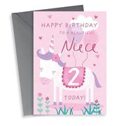 Niece Age 2 Unicorn Birthday Card