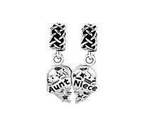 Niece Aunt 2PCS Love Heart Dangle Charms Compatible with Pandora Charms Bracelets Star Women Family Sister Jewellery Birthday