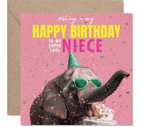 Niece Birthday Card - Elephantastic Birthday - Happy Birthday Card for Niece from Auntie Uncle, 145mm funny elephant Bday Greeting Cards