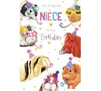 Niece Birthday Card Guinea Pigs 9" x 6" Lovely Verse