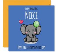 Niece Birthday Card - Have An Elephantastic Day - Happy Birthday Card for Niece from Auntie Uncle, 145mm cute elephant Bday Greeting Cards