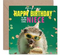 Niece Birthday Card - Spike-tacular Cake - Happy Birthday Card for Niece from Auntie Uncle, 145mm funny hedgehog Bday Greeting Cards