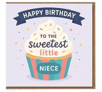 Niece Birthday Card - To the Sweetest Little Niece Cupcake - Cute Colourful Sprinkles Design