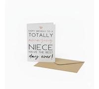 Niece Birthday Card - Totally Amazing Niece Modern Typography Design - Happy Birthday Greeting Card for Teenager Adult Girls or Women - Simple Minimalist Gifts for Her