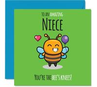 Niece Birthday Card - Youre The Bees Knees! - Happy Birthday Card for Niece from Auntie Uncle, 145mm cute bee Bday Greeting Cards