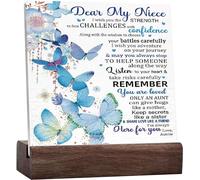 Niece Gift from Aunt, Dear My Nice I Wish You the Strength to Face Challenges with Confidence Quote Ceramic Desk Sign for Niece Desk Decor, Graduation Gift Birthday Gifts for Niece