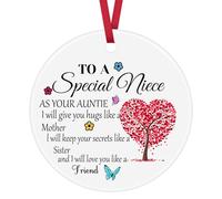 Niece Gift from Auntie Unique Ceramic Ornament Keepsake Sign Hanging Decoration Birthday Mothers Day Valentines Day Christmas Ornament Gift for Niece