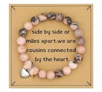 Niece Gifts from Auntie, Pink Zebra Stones Stretchy Beaded Bracelet Trendy Heart Pendant Handmade Bracelets for Women Birthday Jewelry Gifts, adjustable, Stone, no gemstone