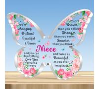 Niece Gifts Inspirational Butterfly Shaped Acrylic Plaque for Niece From Auntie Uncle,Niece Christmas Birthday Gifts Keepsake