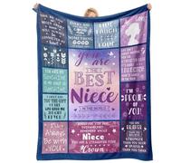 Niece Gifts, Niece Birthday Gifts, Rainbow Love Blanket for Niece - 50x60 Inch Colour Block Throw with Uplifting Quotes, 100% Polyester, Niece Gifts from Auntie