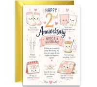 Niece & Husband 2nd Anniversary Card - Cute Cotton Design