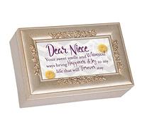 Niece Joy To My Life Forever Champagne Silver Tone Petite Rose Music Box Plays You Light Up My Life