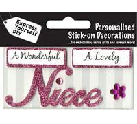 Niece (Pink) Caption Topper - Self Adhesive Greeting Card Craft Embellishment Sticker Set for Card Making, Gift Wrapping, Scrapbooking, Paper Crafts and DIY Projects - Express Yourself MIP