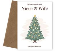 Niece & Wife Christmas Card - A Unique Vintage Tree Christmas Card for Niece & Wife - Personalised Keepsake of Love & Tradition, Niece & Wife, Vintage Tree
