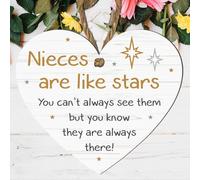 Nieces Are Like Stars Hanging Plaque - Heartfelt Niece Gift, Rustic White Wood Effect with Star Accents, - Sentimental Sign for Nieces, Birthday, or Special Occasions (Large: 23 cm (H) × 20 cm (W))