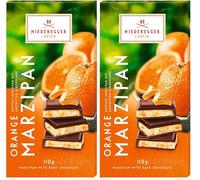 Niederegger - Dark chocolate covered marzipan bar with orange 110g (Pack of 2)
