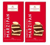 Niederegger Marzipan Bar Classic Dark Chocolate 110g, 2 x BARS