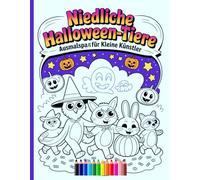 Niedliche Halloween-Tiere - Ausmalspaß für Kleine Künstler: Einfache und schöne Designs, die kühn und einzigartig sind.