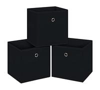 NieEnjoy Black Foldable Storage Cubes Bins ,11 Inch Cloth Storage Cube Fabric Storage Box Cubes Organizer Baskets with Handles for Home Organizer Set of 3 (Black)